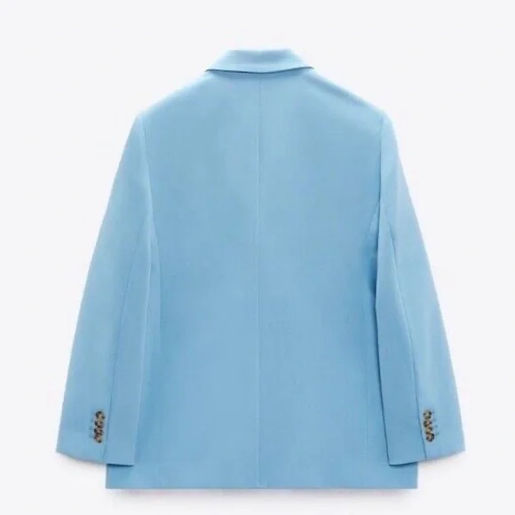 Zara NWT double breasted tailored blazer blue 3736/044 - Picture 4 of 6